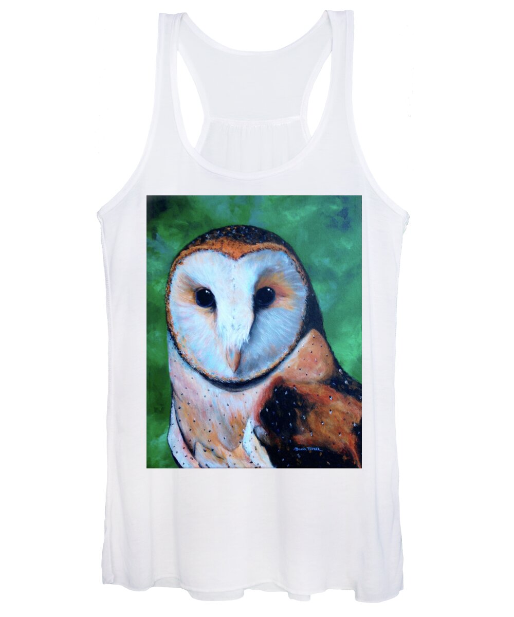 Owl Women's Tank Top featuring the painting Barn Owl by Donna Tucker