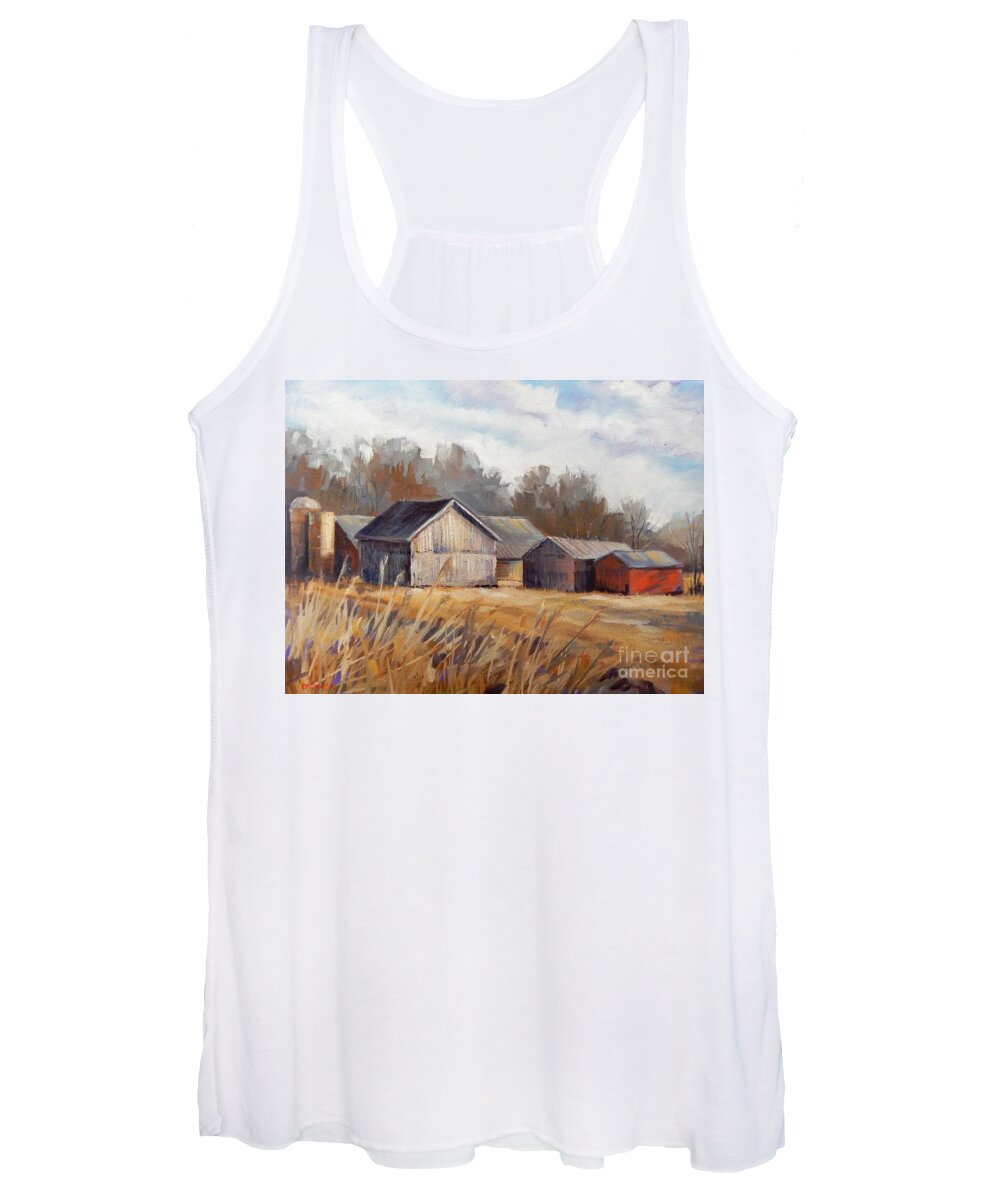 Barn Women's Tank Top featuring the painting Barnyard Cluster by K M Pawelec