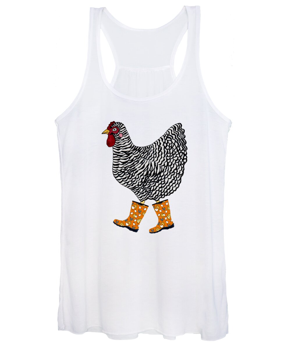 Rosedahl Women's Tank Top featuring the painting Barred Rock with Boots by Sarah Rosedahl