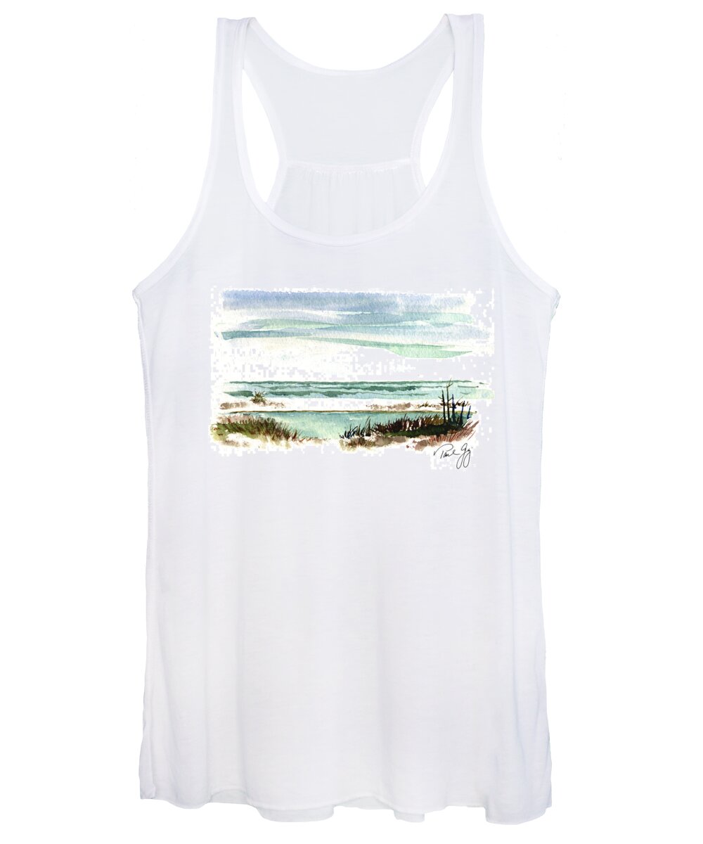 Gulf Of Mexico Women's Tank Top featuring the painting Battery Payne Fort Pickens Florida by Paul Gaj
