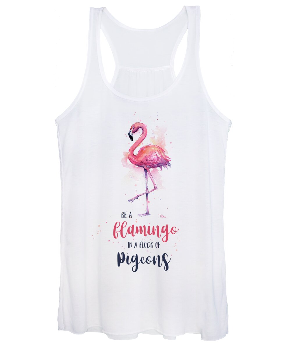 Flamingo Women's Tank Top featuring the painting Be a Flamingo by Olga Shvartsur
