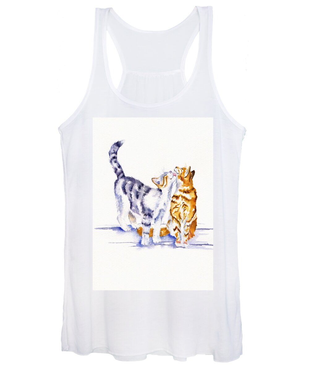 Cats Women's Tank Top featuring the painting Cats - Be Cherished by Debra Hall