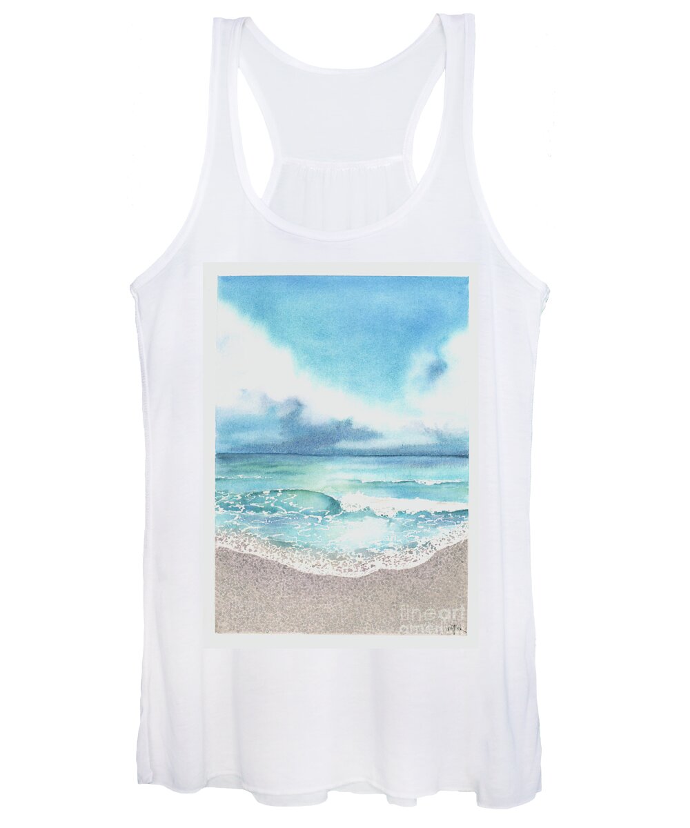 Beach Women's Tank Top featuring the painting Beach of Tranquility by Hilda Wagner