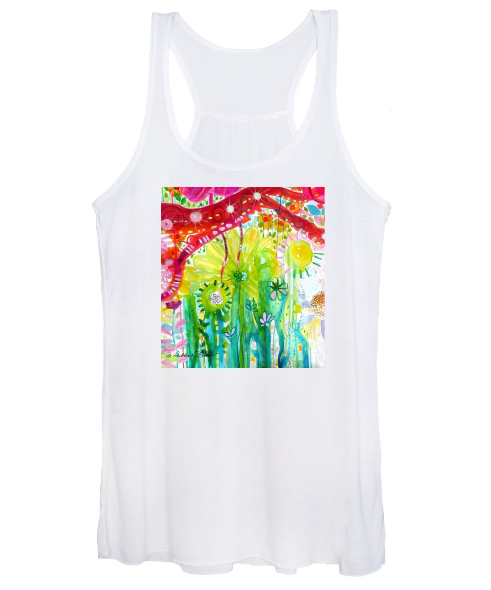 A Swirl Of Colors Pink Women's Tank Top featuring the painting Beautiful Chaos Seven by Deborah Burow