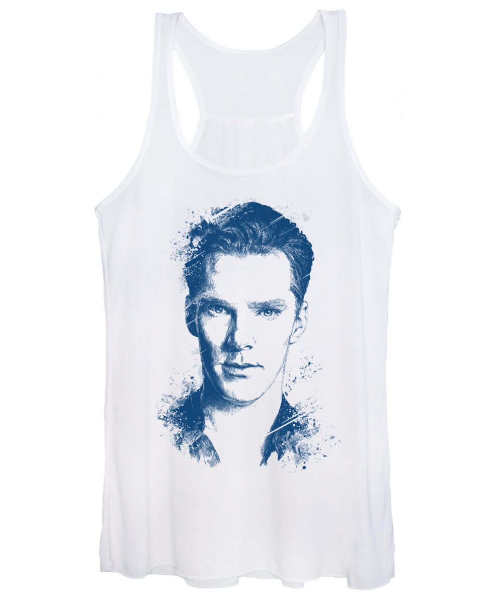 Benedict Drawings Women's Tank Top featuring the digital art Benedict Cumberbatch Portrait by Chad Lonius