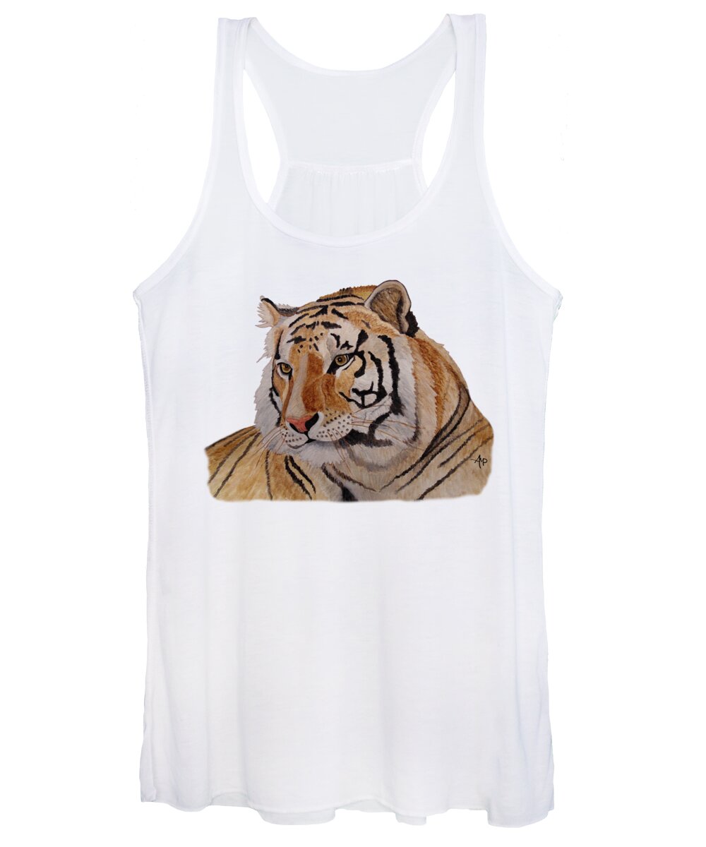 Tiger Women's Tank Top featuring the painting Bengal Tiger by Angeles M Pomata