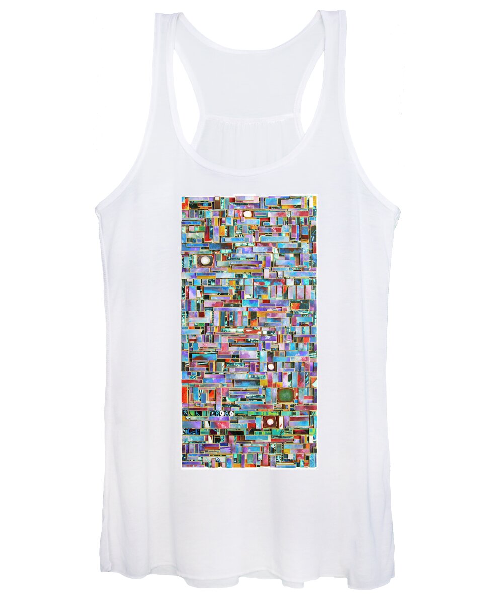 Abstract Women's Tank Top featuring the painting Between The Sounds by Bobby Zeik