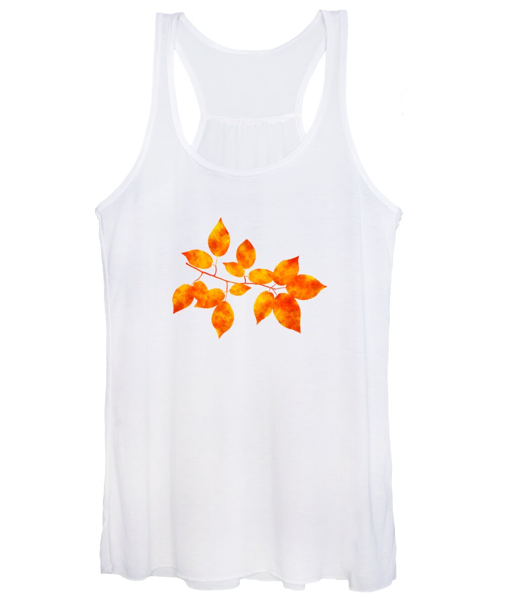 Leaves Women's Tank Top featuring the mixed media Black Cherry Pressed Leaf Art by Christina Rollo