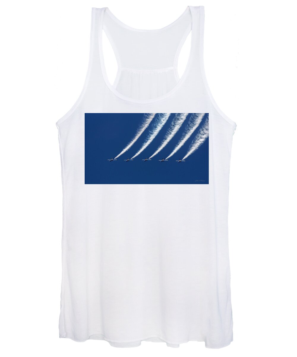 Blue Angels Women's Tank Top featuring the photograph Blue Angels Formation by John A Rodriguez