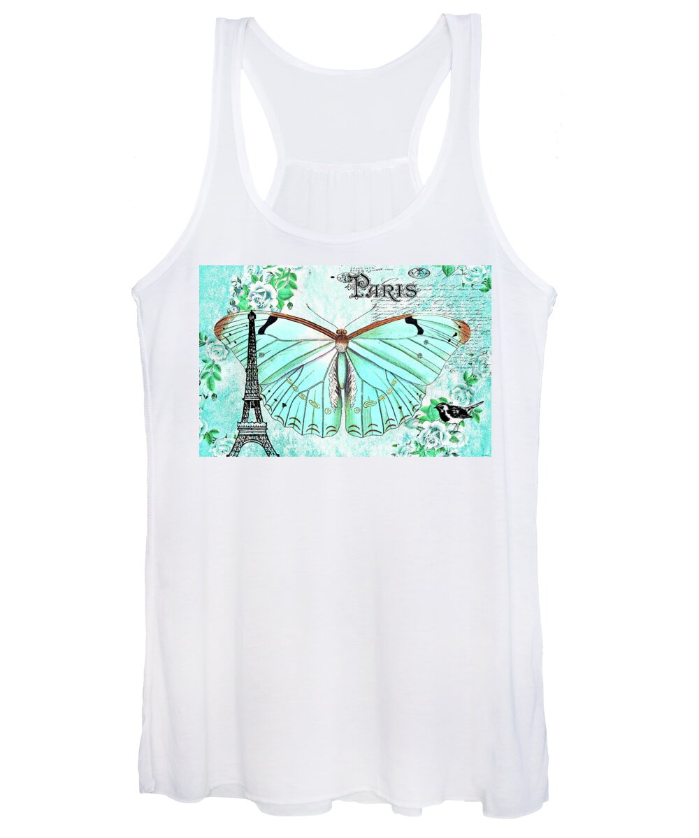 Butterfly Women's Tank Top featuring the painting Blue Butterfly by Tina LeCour