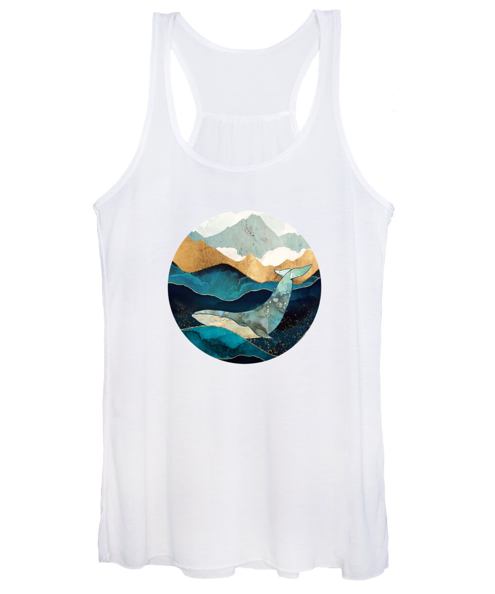 Digital Women's Tank Top featuring the digital art Blue Whale by Spacefrog Designs