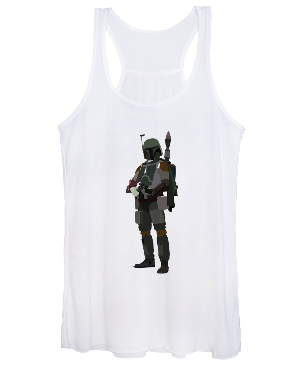 Star Wars Women's Tank Top featuring the digital art Boba Fett Star Wars Character quotes poster by Lab No 4