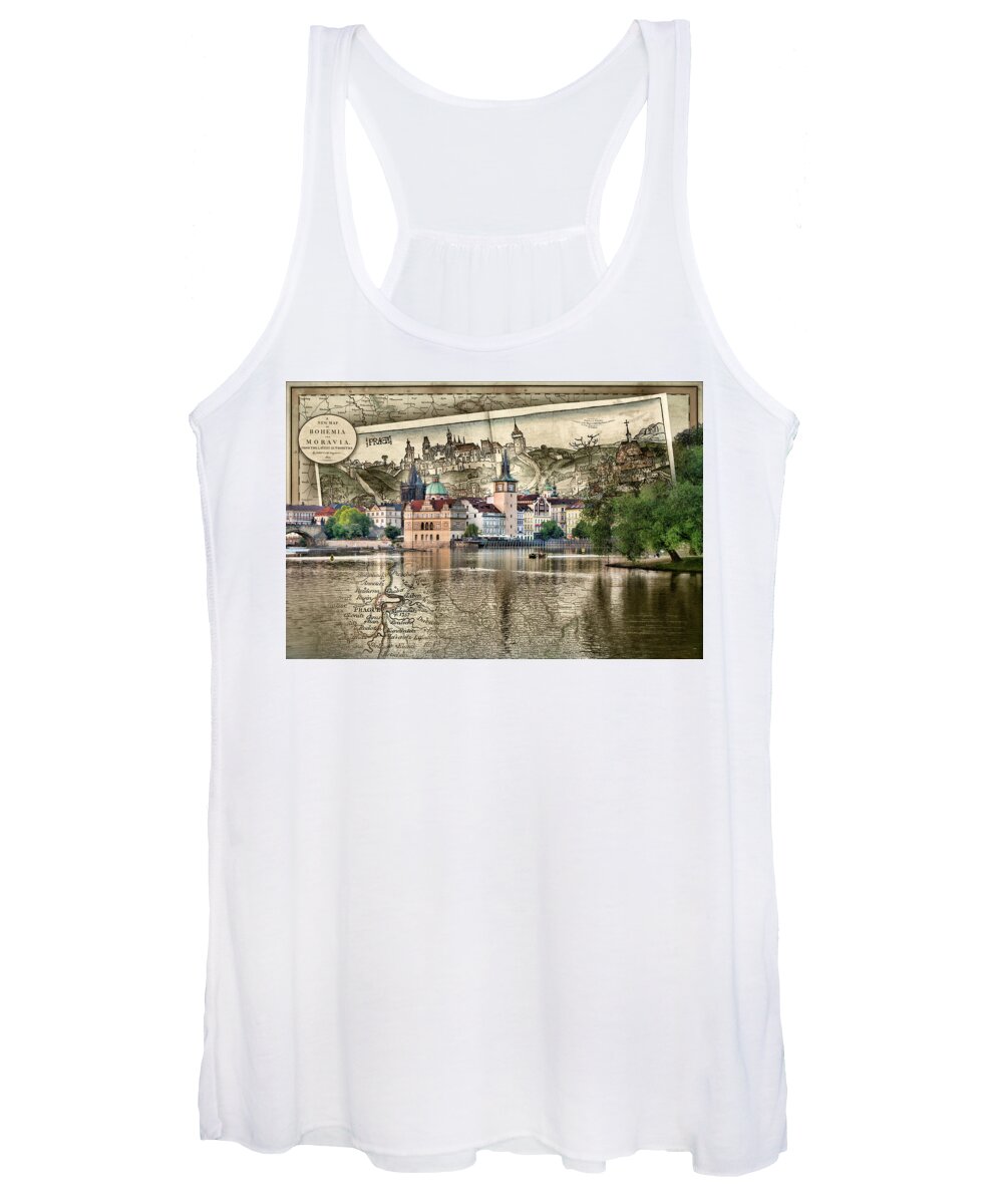 Central Europe Women's Tank Top featuring the photograph Bohemia Moravia Prague Map by Sharon Popek