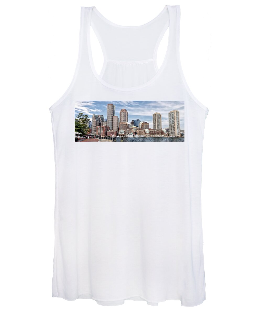 Boston Women's Tank Top featuring the photograph Boston Harbor Skyline by Suzanne Stout