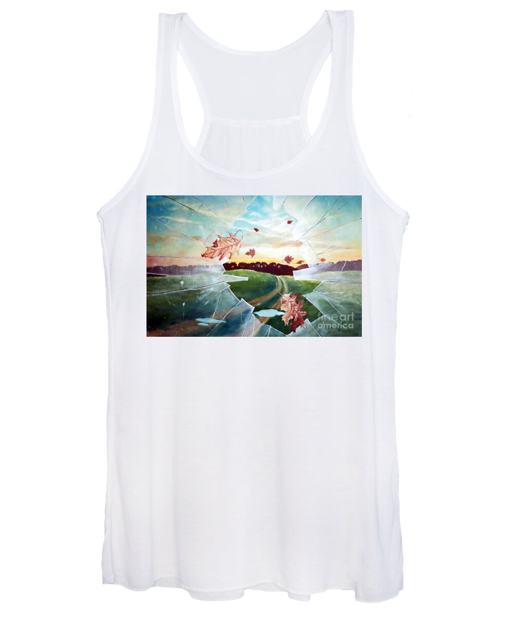 Window Women's Tank Top featuring the painting Broken Pane by Christopher Shellhammer