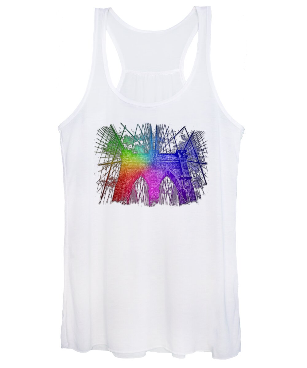 Cool Women's Tank Top featuring the photograph Brooklyn Bridge Cool Rainbow 3 Dimensional by DiDesigns Graphics