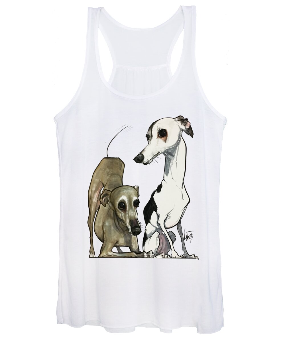 Pet Portrait Women's Tank Top featuring the drawing Brown 7-1512 by Canine Caricatures By John LaFree