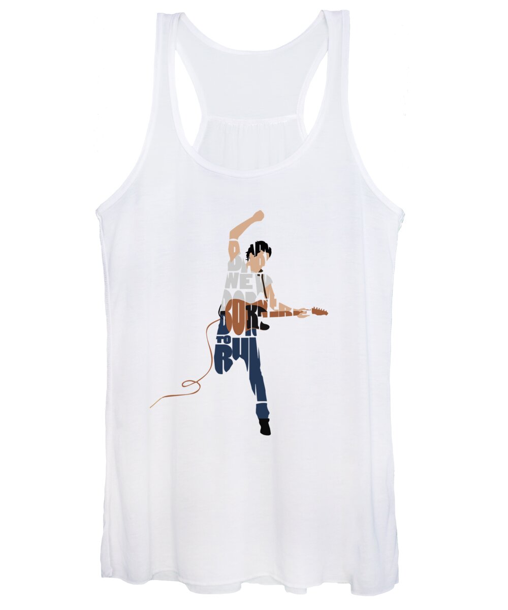 Bruce Springsteen Women's Tank Top featuring the digital art Bruce Springsteen Typography Art by Inspirowl Design