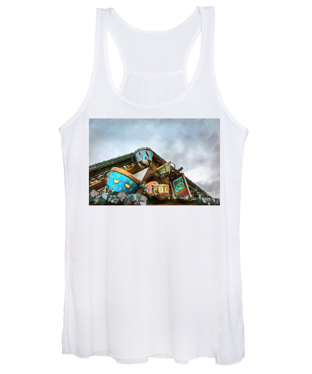 Cafe Cups Women's Tank Top featuring the digital art Cafe Cups Details by Eva Lechner