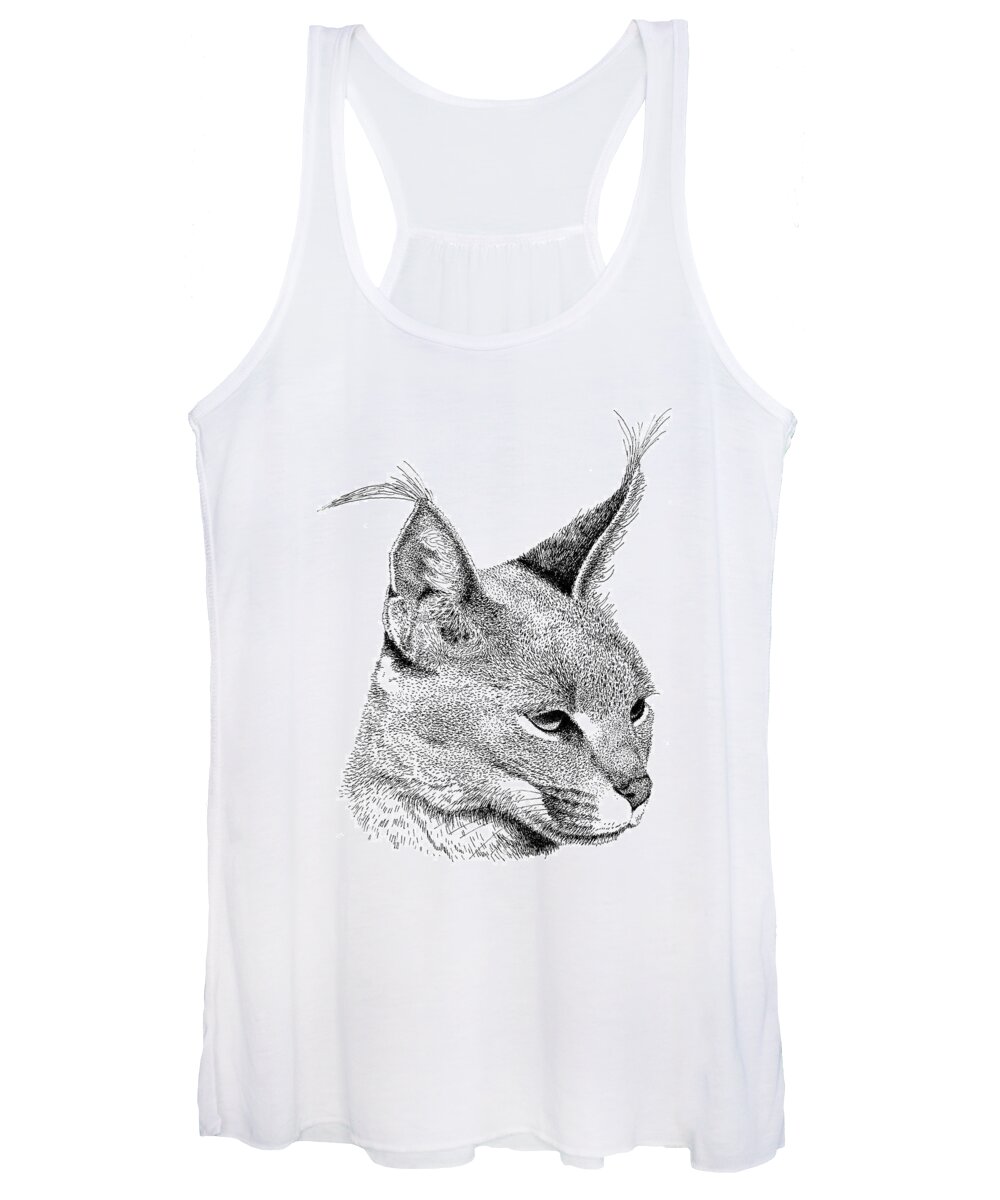 Caracl Women's Tank Top featuring the drawing Caracal by Scott Woyak