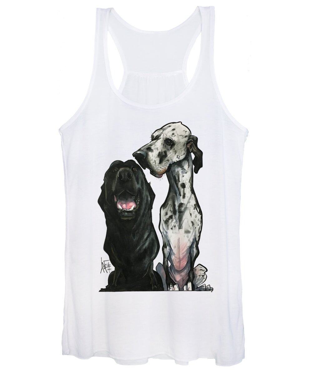 Pet Portrait Women's Tank Top featuring the drawing Carney 7-1487 by Canine Caricatures By John LaFree