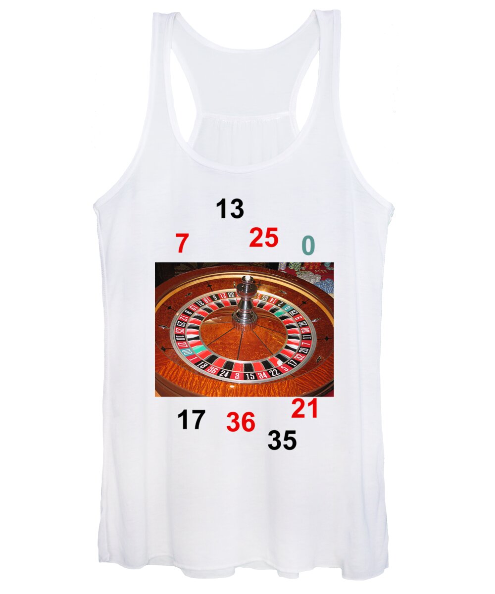 Casino Women's Tank Top featuring the photograph Casino roulette wheel lucky numbers by Tom Conway