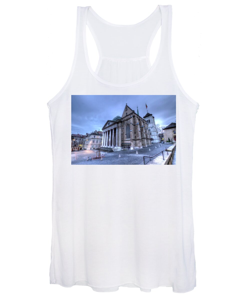 Geneva Women's Tank Top featuring the photograph Cathedral Saint-Pierre, Peter, in the old city, Geneva, Switzerland, HDR by Elenarts - Elena Duvernay photo