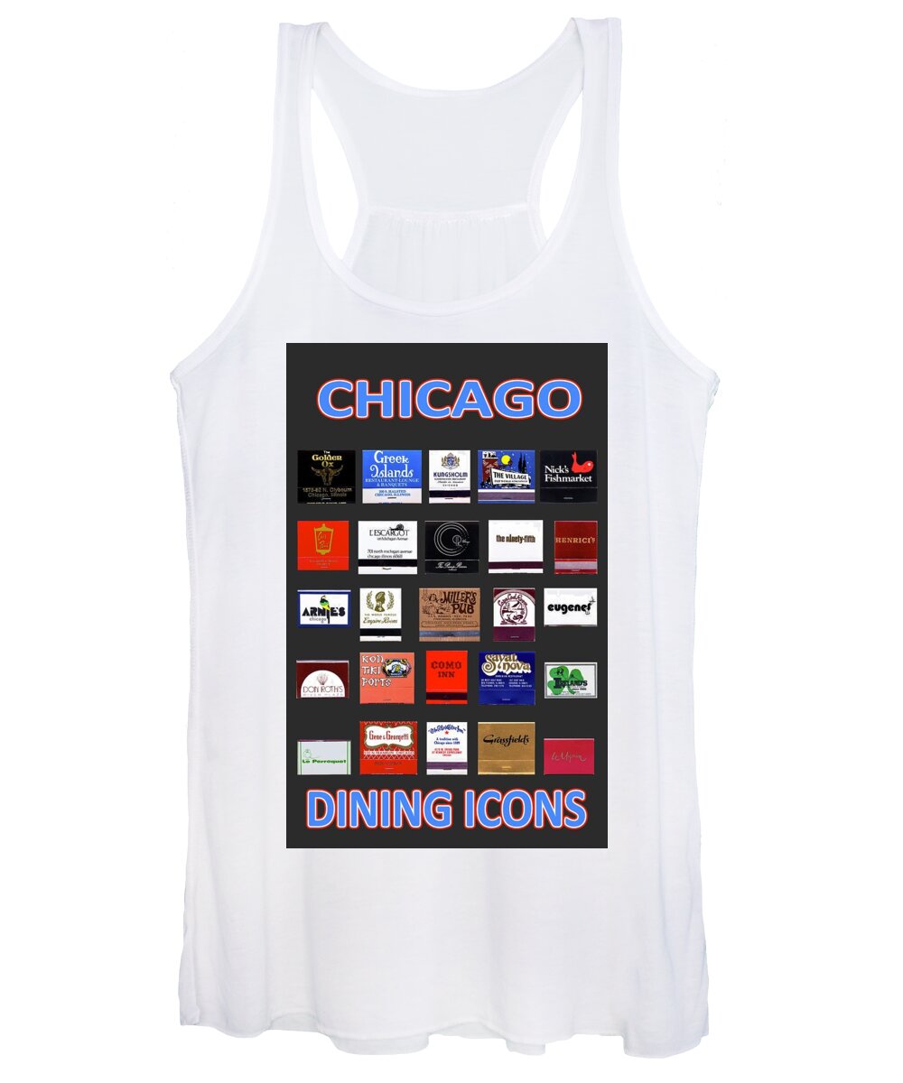 Chicago Women's Tank Top featuring the photograph Chicago Dining Icons - black background by Ira Marcus