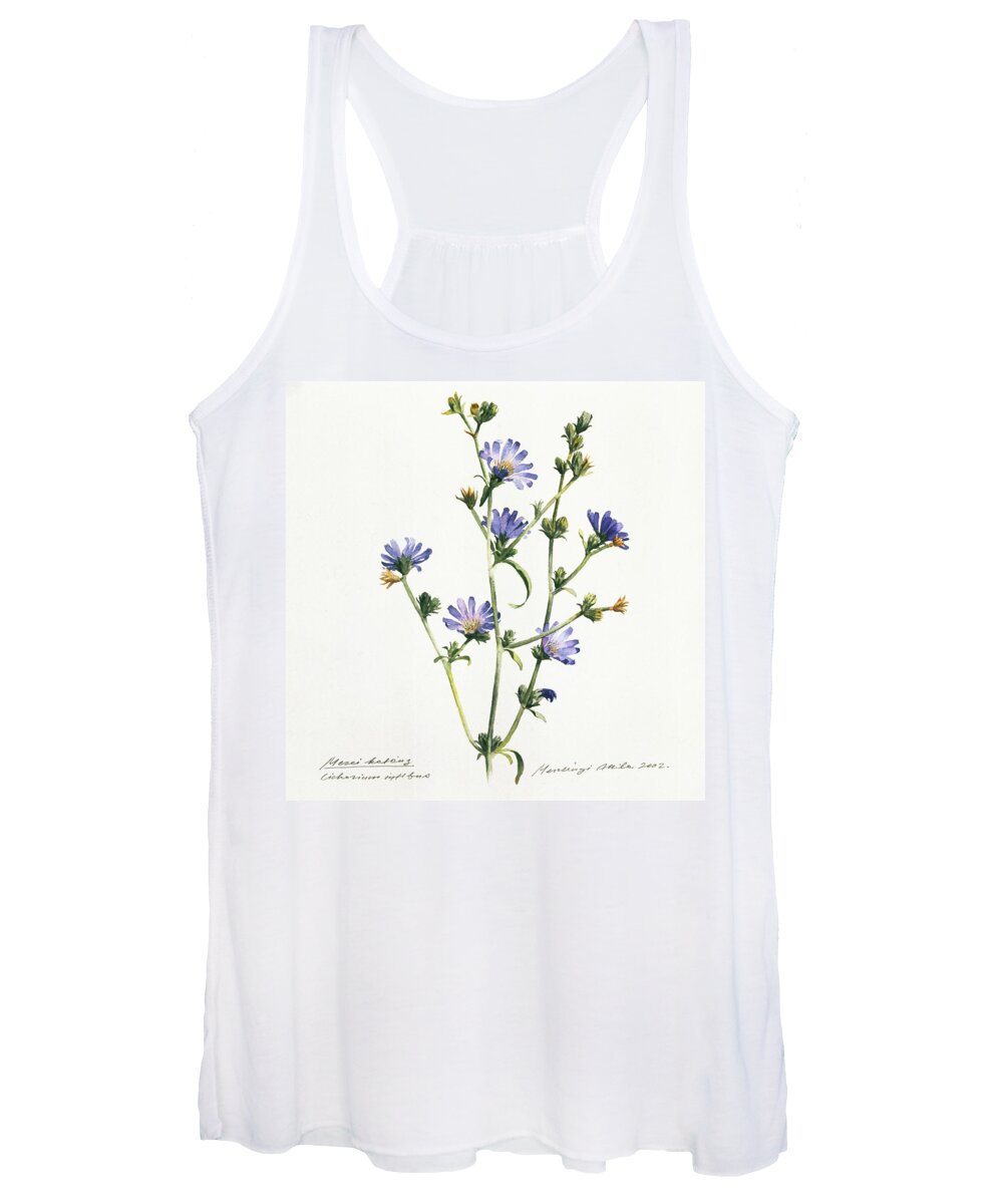 Chicory Women's Tank Top featuring the painting Chicory by Attila Meszlenyi