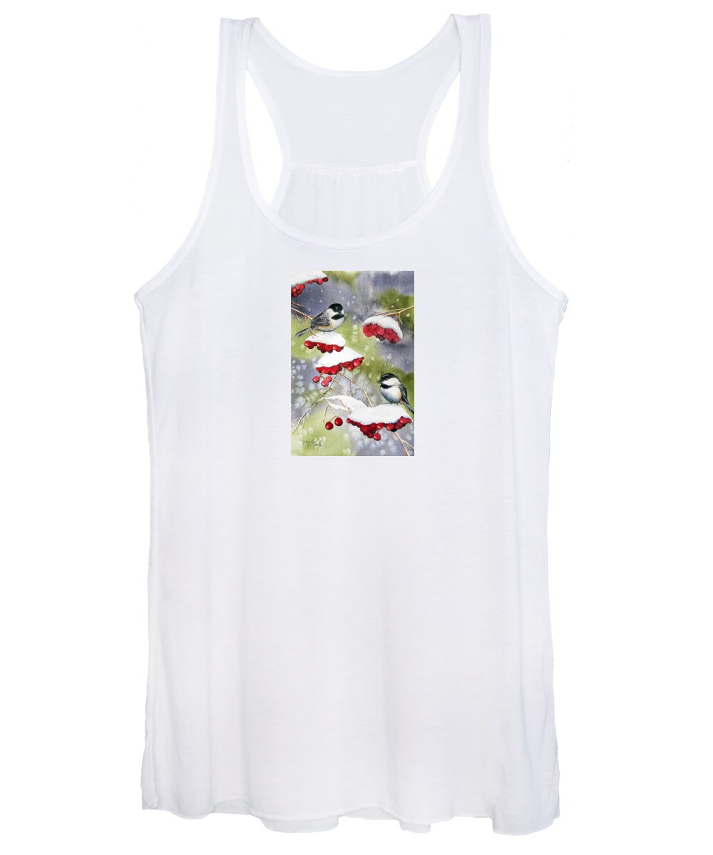 Birds Women's Tank Top featuring the painting Chilly Chickadees by Marsha Karle