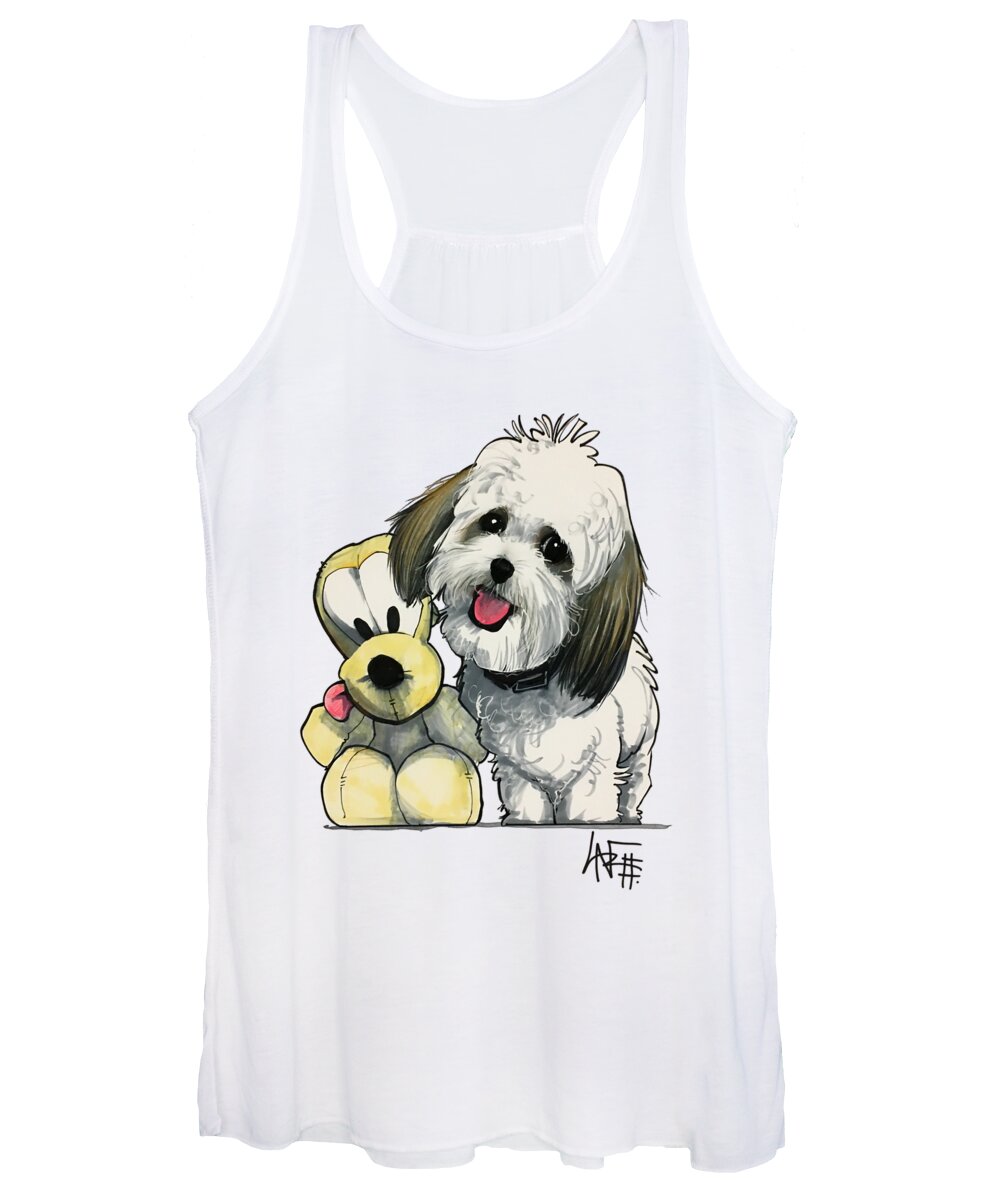 Pet Portrait Women's Tank Top featuring the drawing Cieplenski 3083 by Canine Caricatures By John LaFree