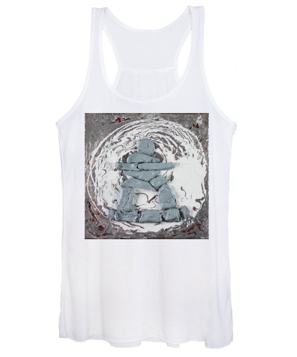 Textured Women's Tank Top featuring the painting Circle 2 Inukshuk by Madeleine Arnett