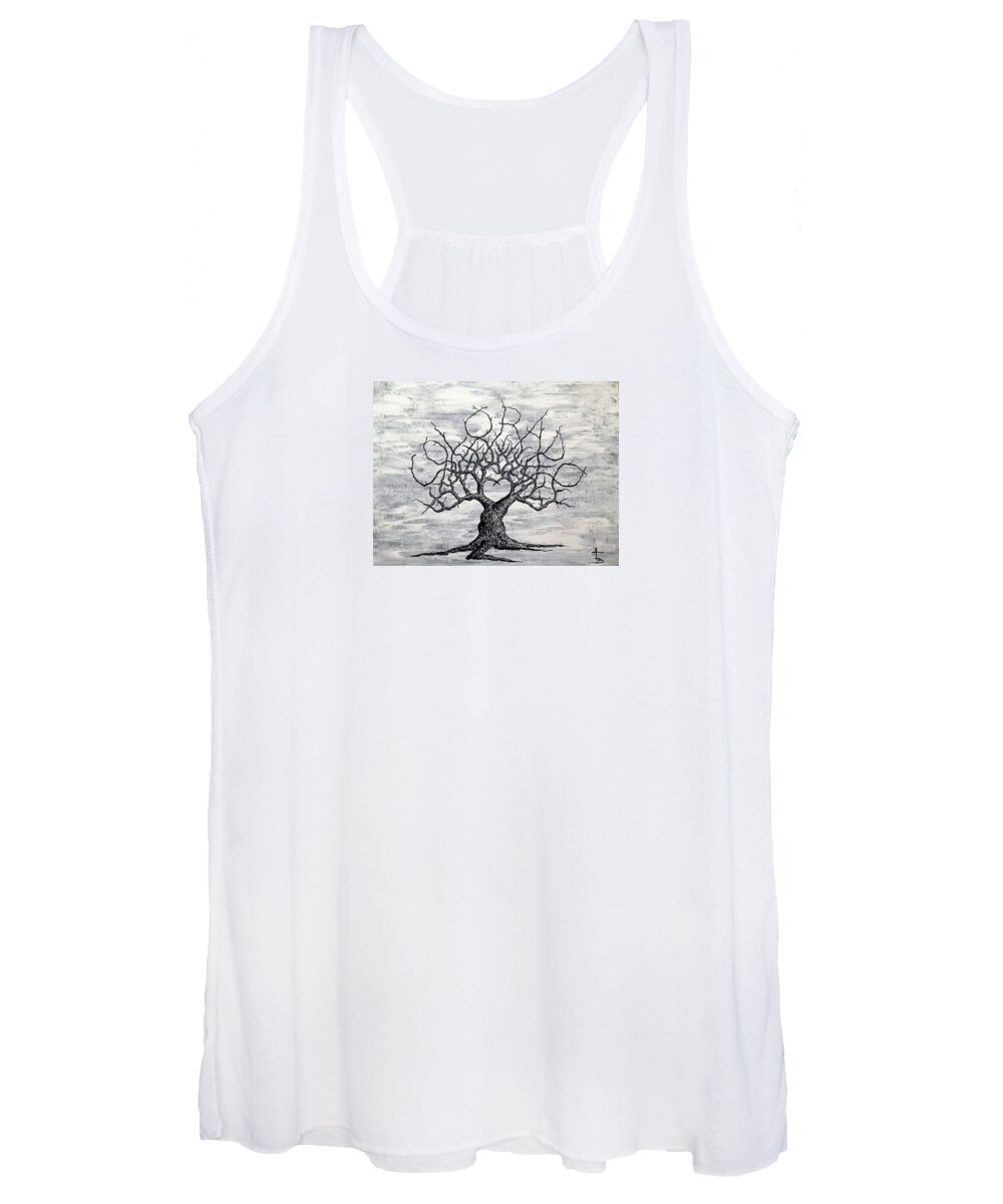 Colorado Women's Tank Top featuring the drawing Colorado Love Tree Blk/Wht by Aaron Bombalicki