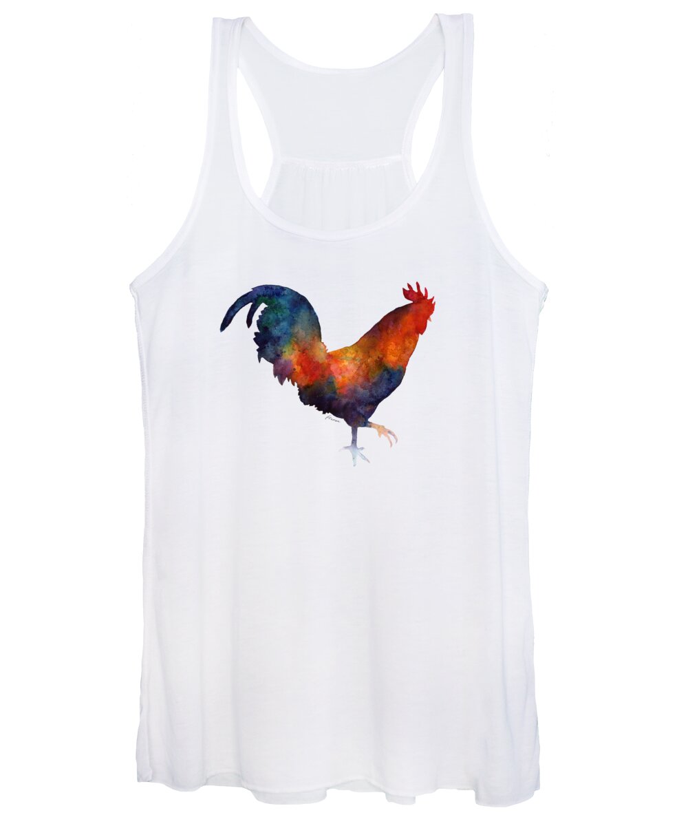 Rooster Women's Tank Top featuring the painting Colorful Rooster by Hailey E Herrera