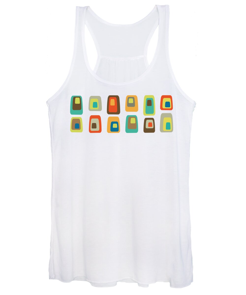 Mid Century Modern Women's Tank Top featuring the digital art Concentric Oblongs by Donna Mibus