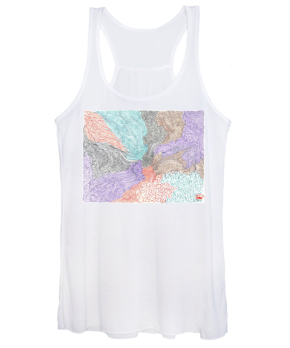 Mazes Women's Tank Top featuring the drawing Confluence by Steven Natanson