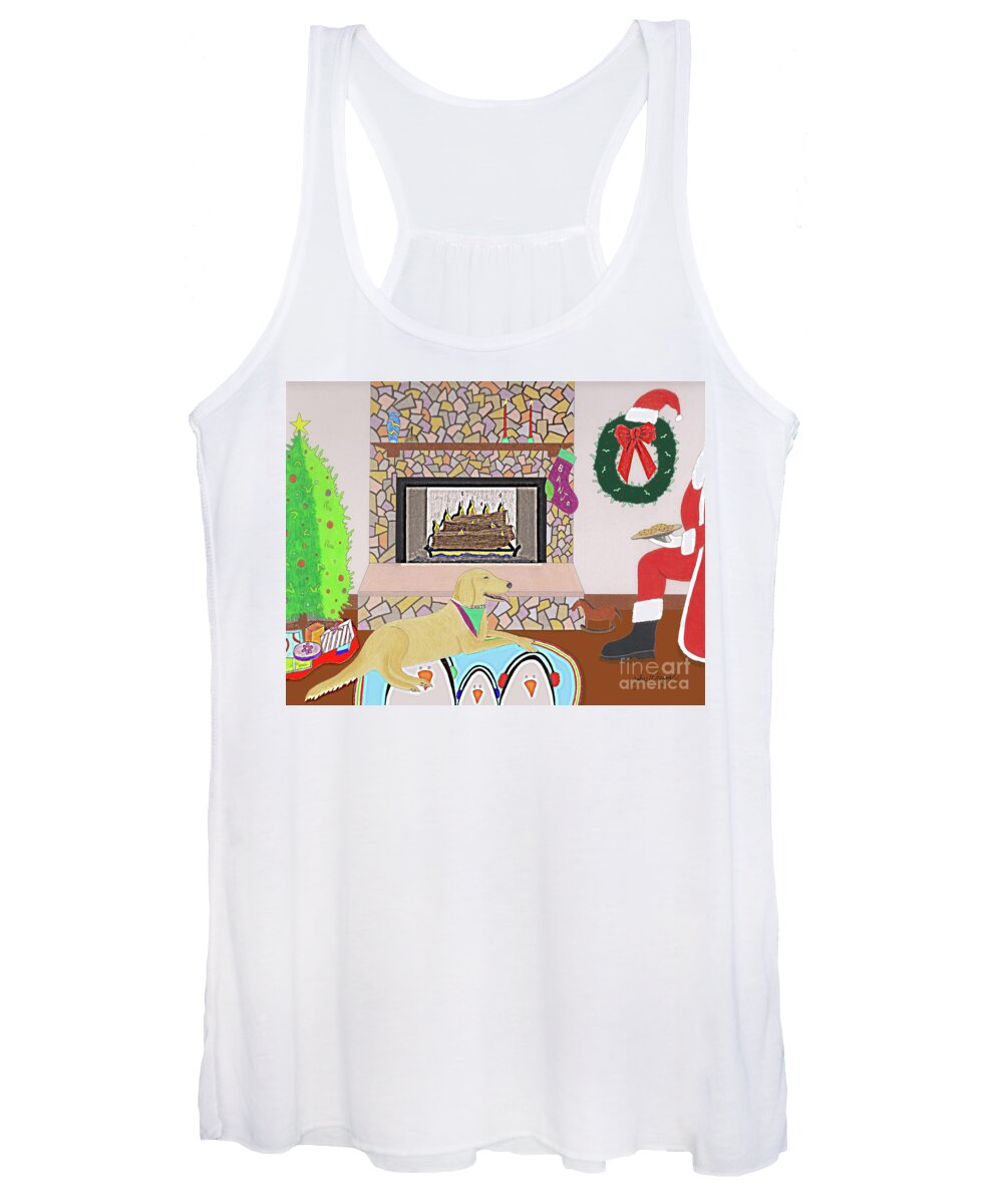 Christmas Women's Tank Top featuring the drawing Cookies for Banjo by John Wiegand