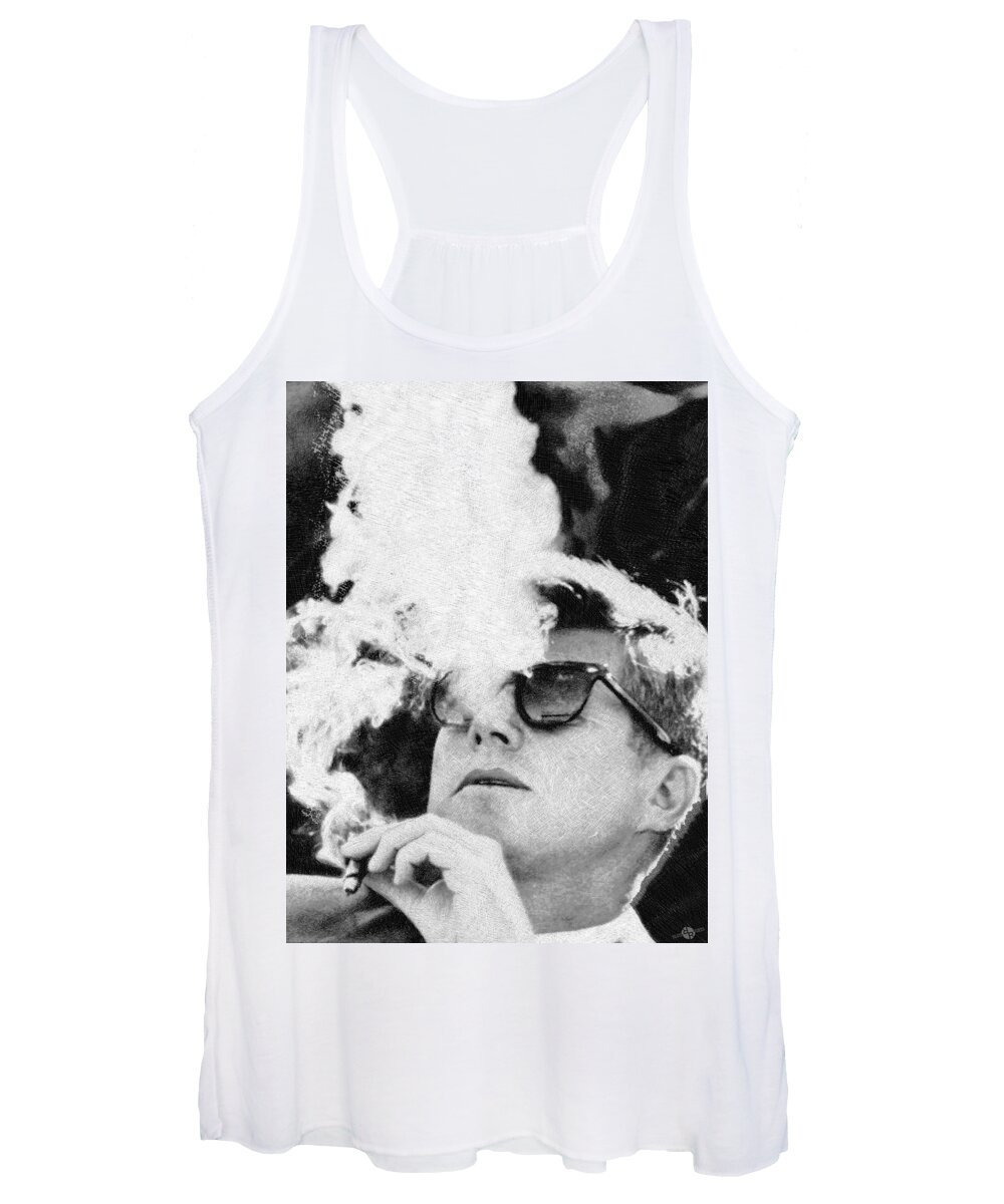 President Women's Tank Top featuring the painting Cool President John F. Kennedy Photograph by Tony Rubino