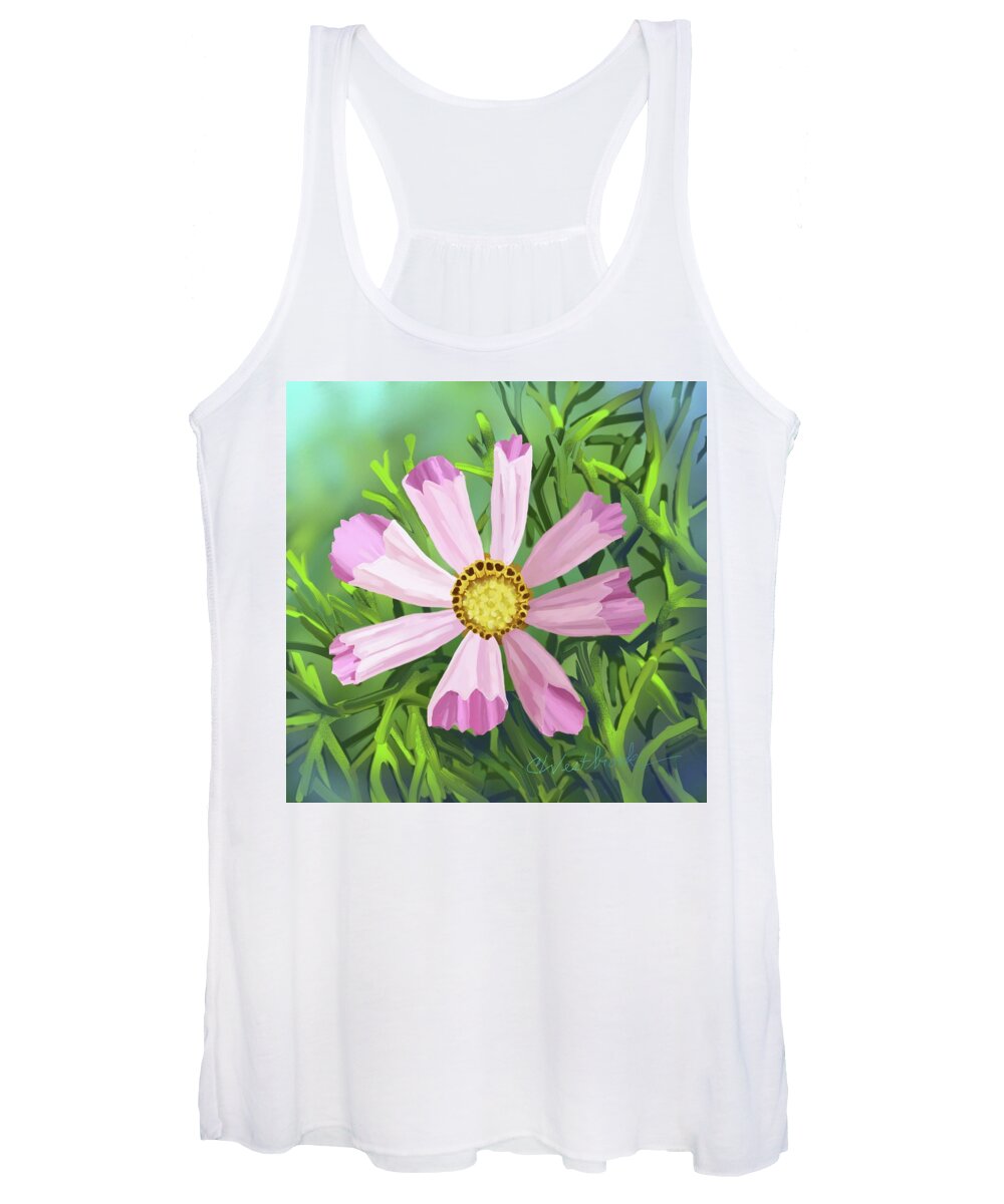Cosmos Women's Tank Top featuring the digital art Cosmos Bloom by Cynthia Westbrook