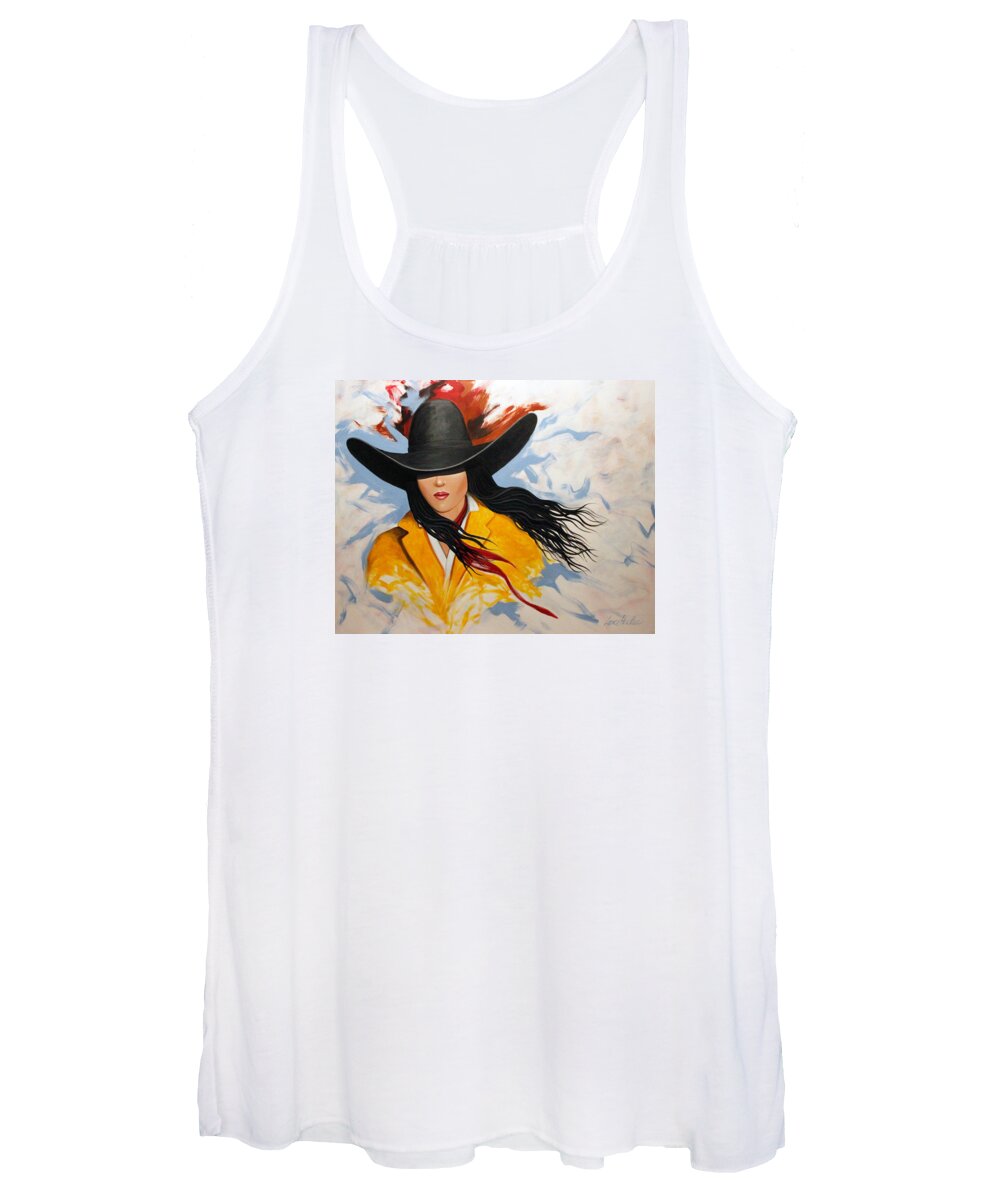 Cowgirl Women's Tank Top featuring the painting Cowgirl Colors #3 by Lance Headlee