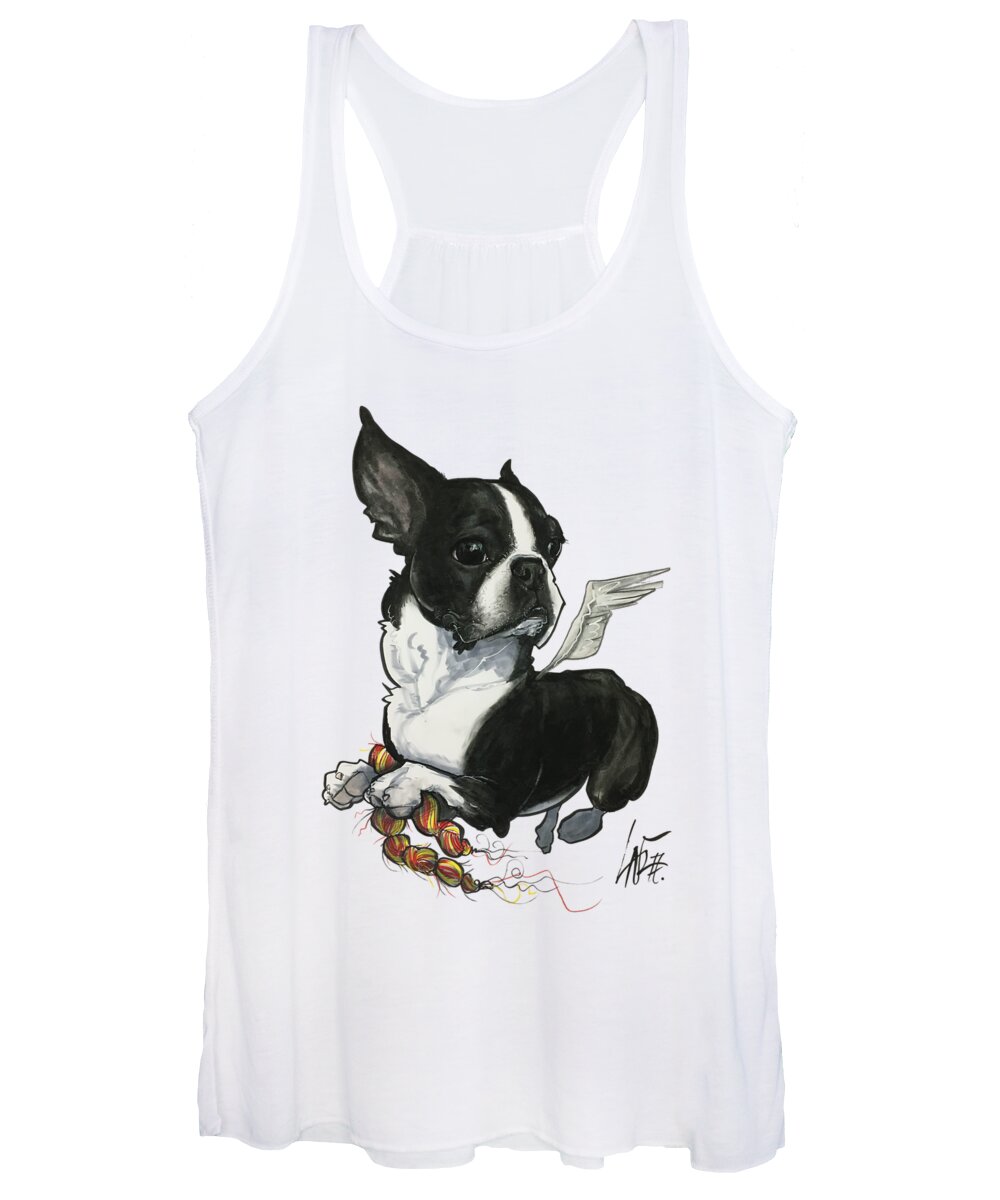 Boston Terrier Women's Tank Top featuring the drawing Cribb 3933 by Canine Caricatures By John LaFree