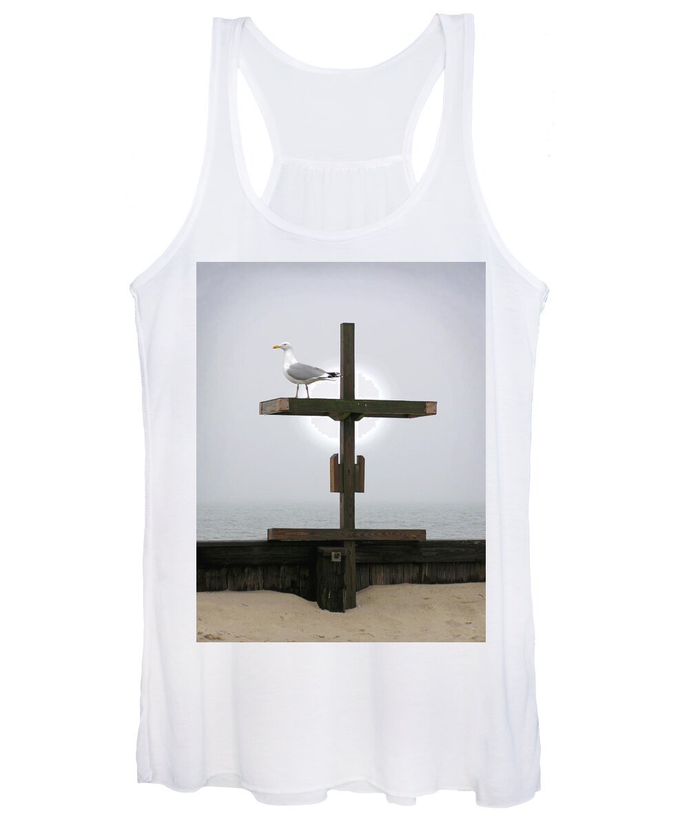 Cross Women's Tank Top featuring the photograph Cross at West Dennis Beach by Charles Harden