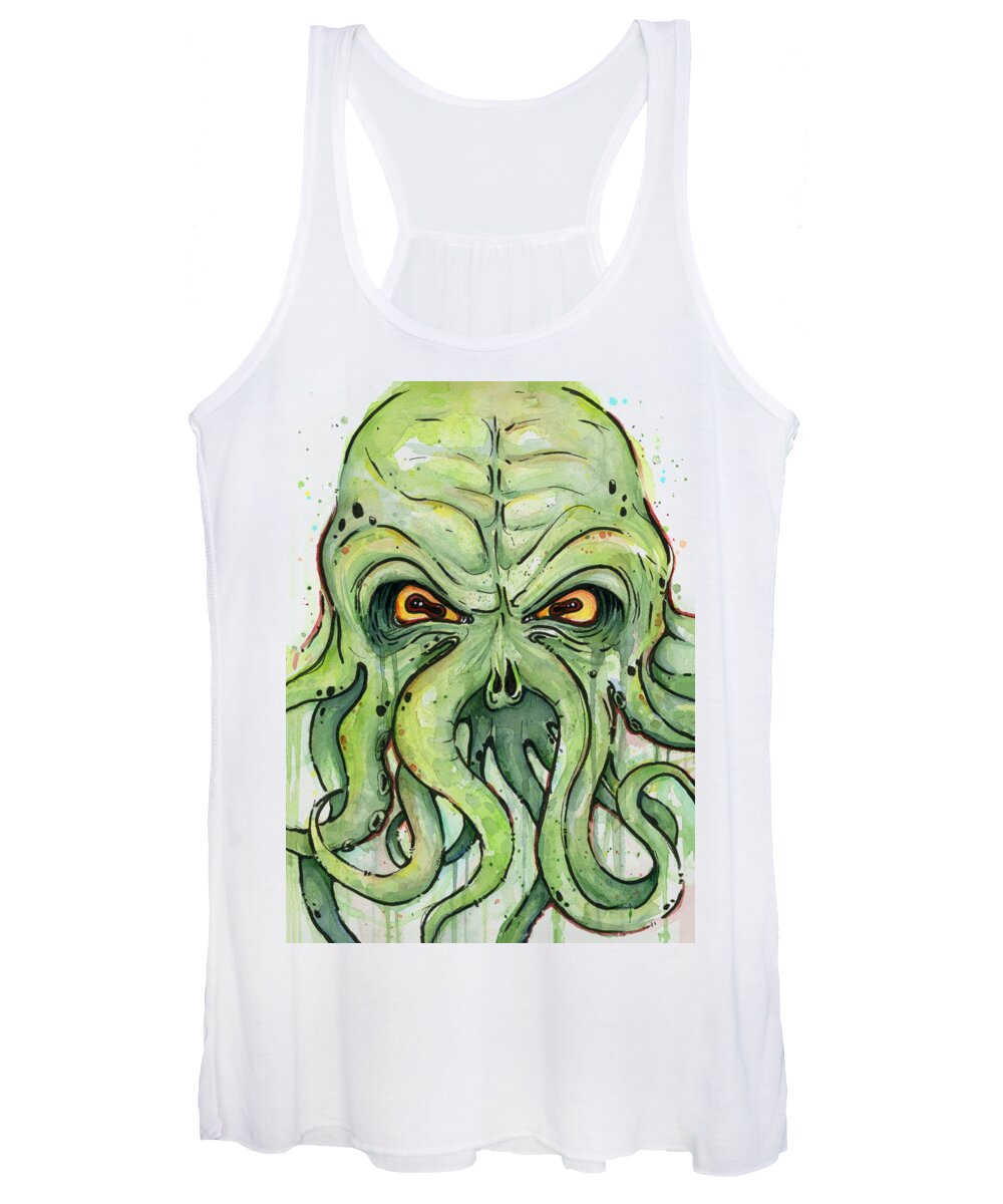 Cthulu Women's Tank Top featuring the painting Cthulhu Watercolor by Olga Shvartsur