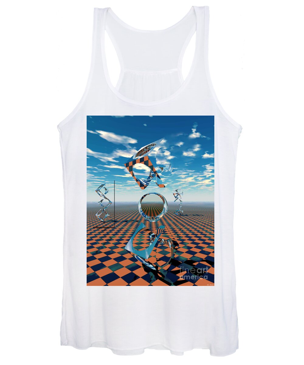 Chess Women's Tank Top featuring the mixed media Cubed by ML Walker