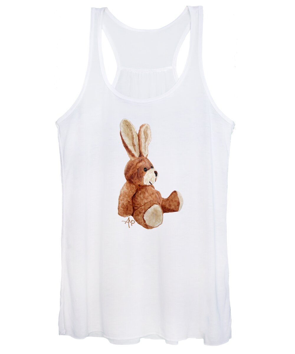 Cuddly Rabbit Women's Tank Top featuring the painting Cuddly Rabbit by Angeles M Pomata