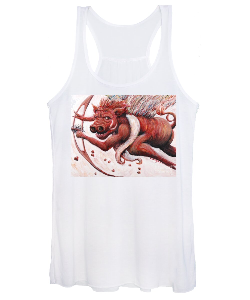 Pig Women's Tank Top featuring the painting Cupig by Nadine Rippelmeyer