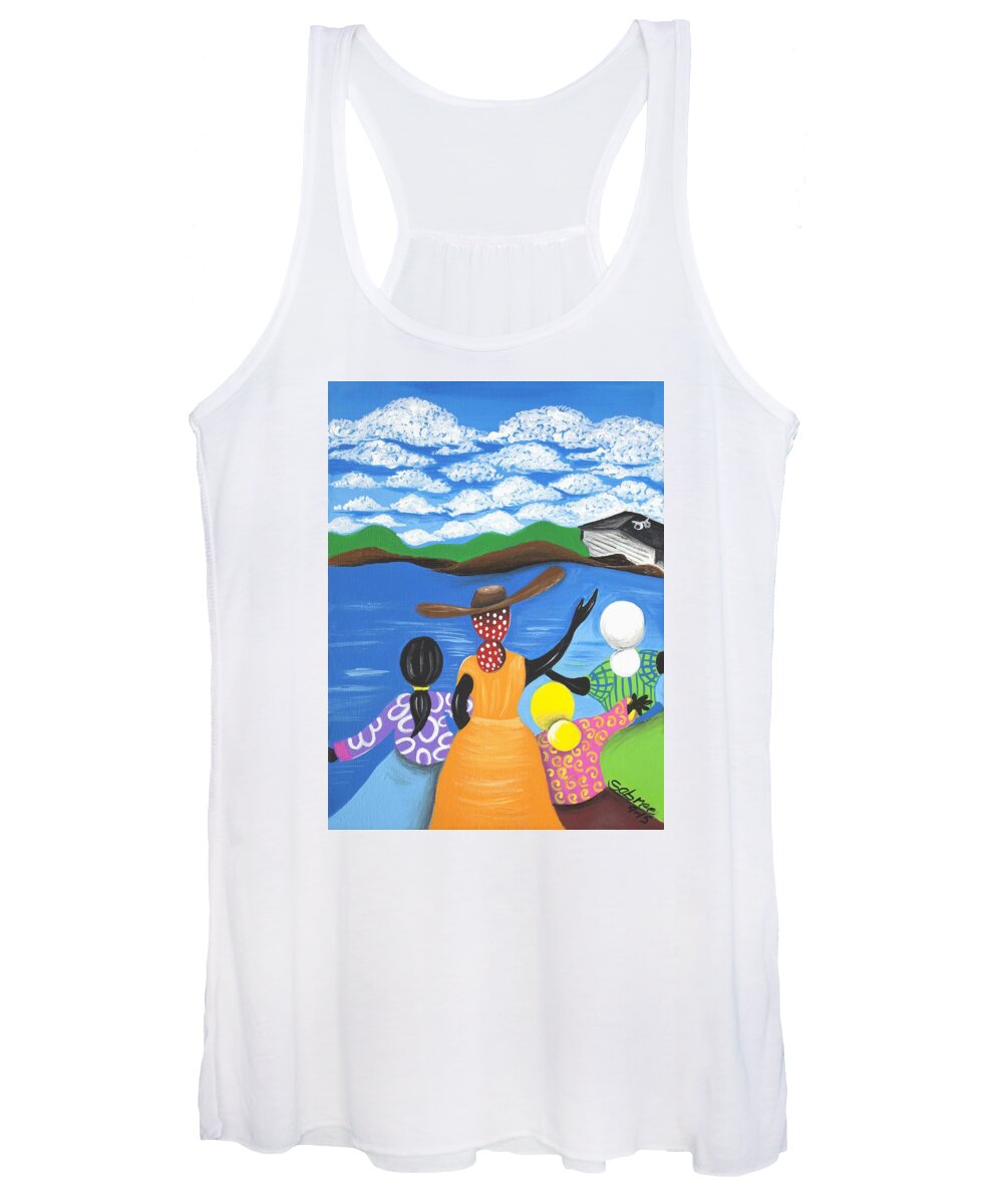 Clouds Women's Tank Top featuring the painting Current Friends by Patricia Sabreee