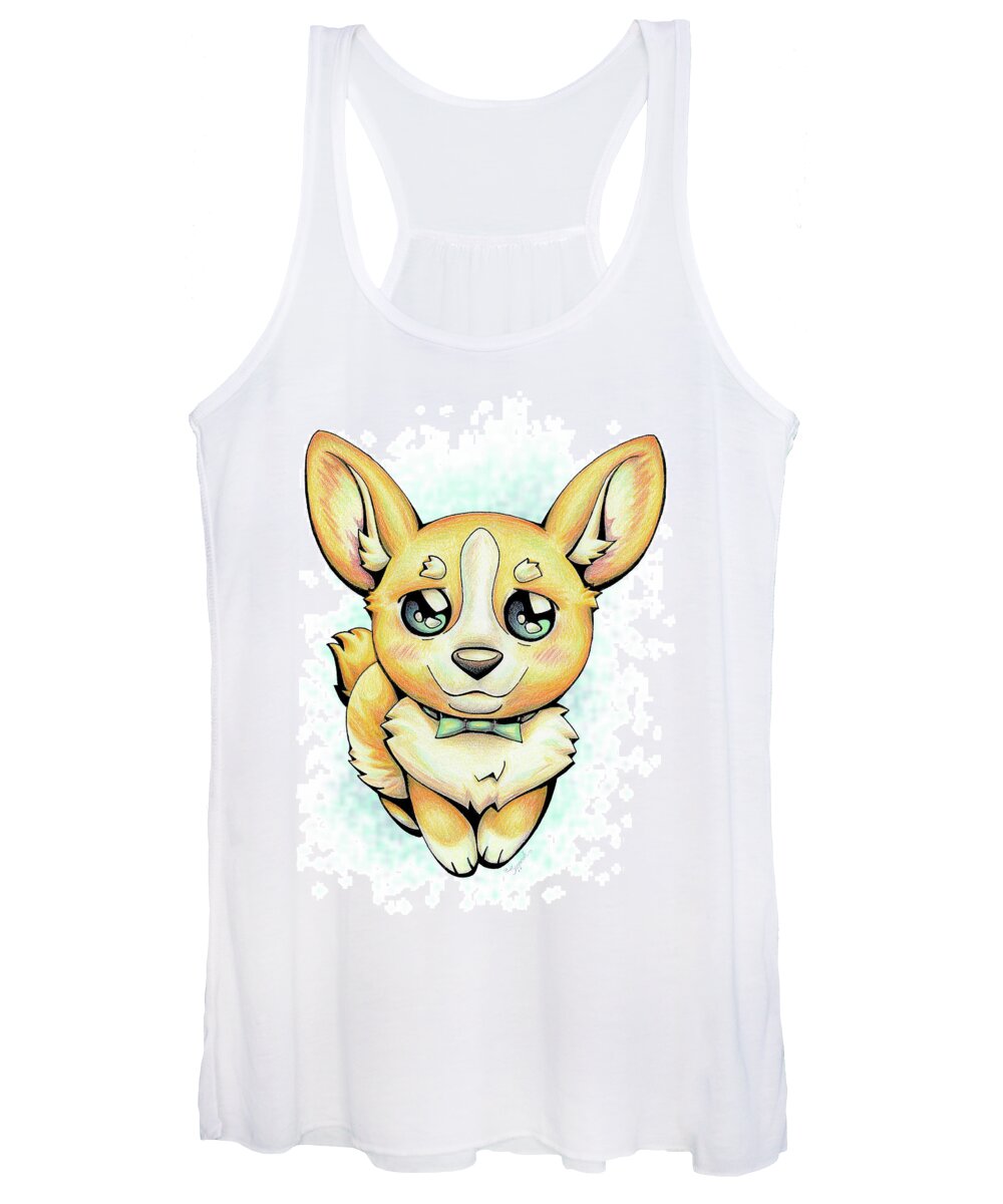 Puppy Women's Tank Top featuring the drawing CUTIE Corgi by Sipporah Art and Illustration