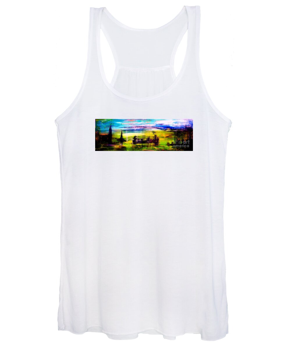 Town Women's Tank Top featuring the painting D22 - utopia by KUNST MIT HERZ Art with heart