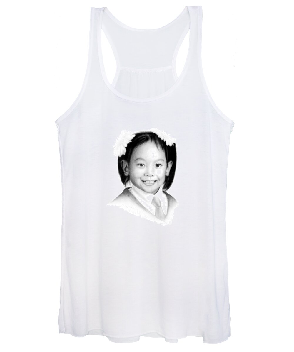Portrait Women's Tank Top featuring the drawing Deanna, age 5 years by Conrad Mieschke